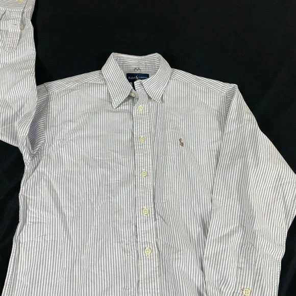 Ralph Lauren Boys Striped Long Sleeve Button Up Shirt Size 10 - Picture 9 of 10